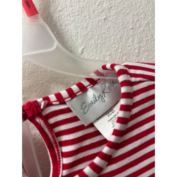 Emily Rose Girl's Dress 2T Red White Stripe Santa Ruffle Tutu Holiday Christmas - Picture 4 of 5